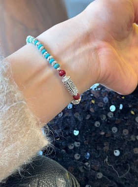 民族风复古菩提石头串珠手链波西米亚简约手环小众设计感气质