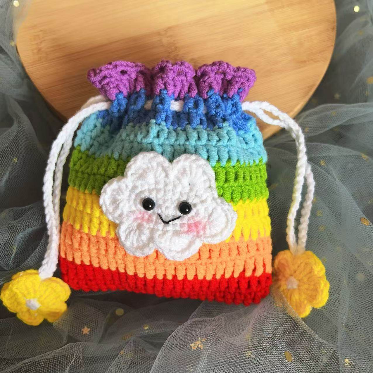 成品手工毛线钩织耳机包束口袋零钱包卡包儿童礼物,淘宝优惠券,粉丝福利购,淘宝优惠卷