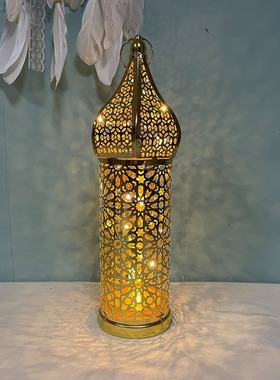 新款镂空摩洛哥风灯led灯笼家居客厅小夜灯中东节日氛围灯装饰灯