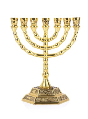 欧式七头金灯台七孔烛台犹太教节日金灯台宗教烛台摆件menorah