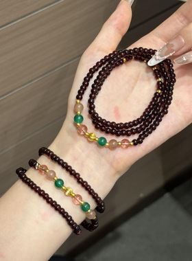 新中式多圈石榴红手链时尚手饰