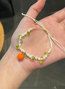 小清新橘子手链情侣闺蜜手绳礼物