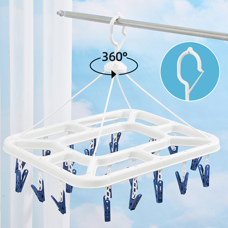 茶花晾衣架多夹子多功能晒衣架挂凉内衣袜子架袜晒袜架家用夹圆盘-图1