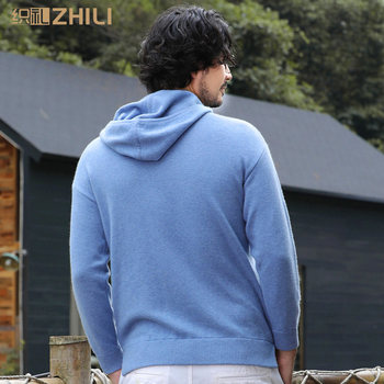 Zhili cashmere sweater men's pullover hooded thickened pure cashmere sweatshirt long-sleeved sweater 23 ດູໃບໄມ້ລົ່ນແລະລະດູຫນາວ pullover sweater