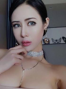 豪华版双层全钻宽版颈链项链