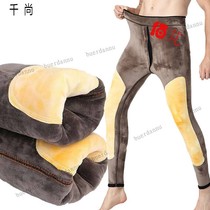 Warm Pants Men Winter New Plus Suede Thickened Beat Bottom Pants High Waist Protection Kneecap Kneecap Cotton Pants Wool Trousers Suede Pants Northeast