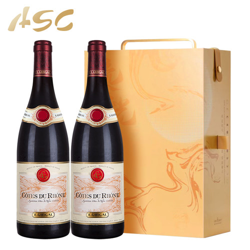 ASC精品红酒 法国吉佳乐世家吉贡达教皇新堡干红葡萄酒2支礼盒装 - 图0
