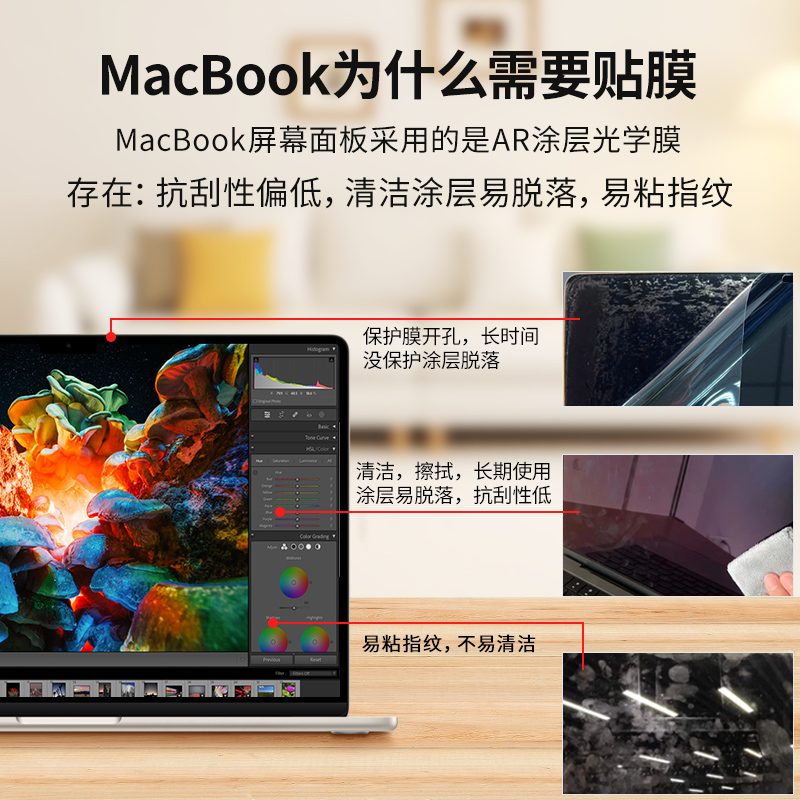 适用于2024款macbook pro屏幕膜13air苹果14电脑屏幕M2保护膜15mac笔记本16寸防蓝光max高清磨砂贴膜防辐射M1 - 图3