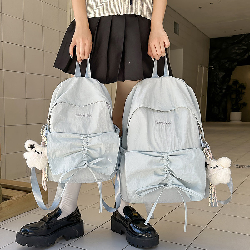 书包大学生女韩系蓝色初中女生高中生2025新款背包ins女孩双肩包,淘宝优惠券,粉丝福利购,淘宝优惠卷