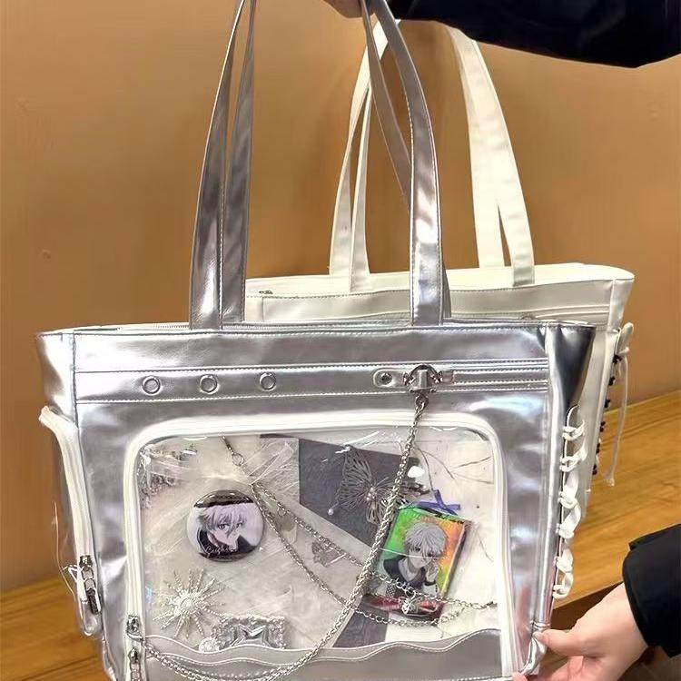 斯莫尔银色丝带痛包托特包女大容量通勤小众设计学院风单肩手提包,淘宝优惠券,粉丝福利购,淘宝优惠卷