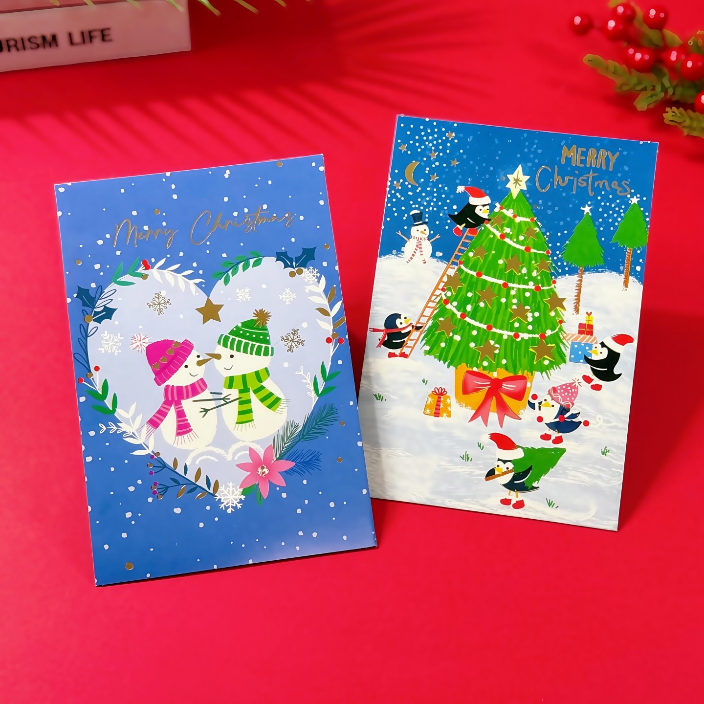 新款8张创意圣诞贺卡简约烫金高级感圣诞节卡片平安夜儿童礼物卡 - 图0