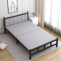 Folding bed linen People use adult lunch break bed simple double office nap lounge with portable solid wood iron frame bed