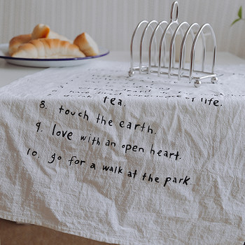 nicethings homemade Korean ins handwritten English printed table cloth white napkin cover cloth photo background cloth