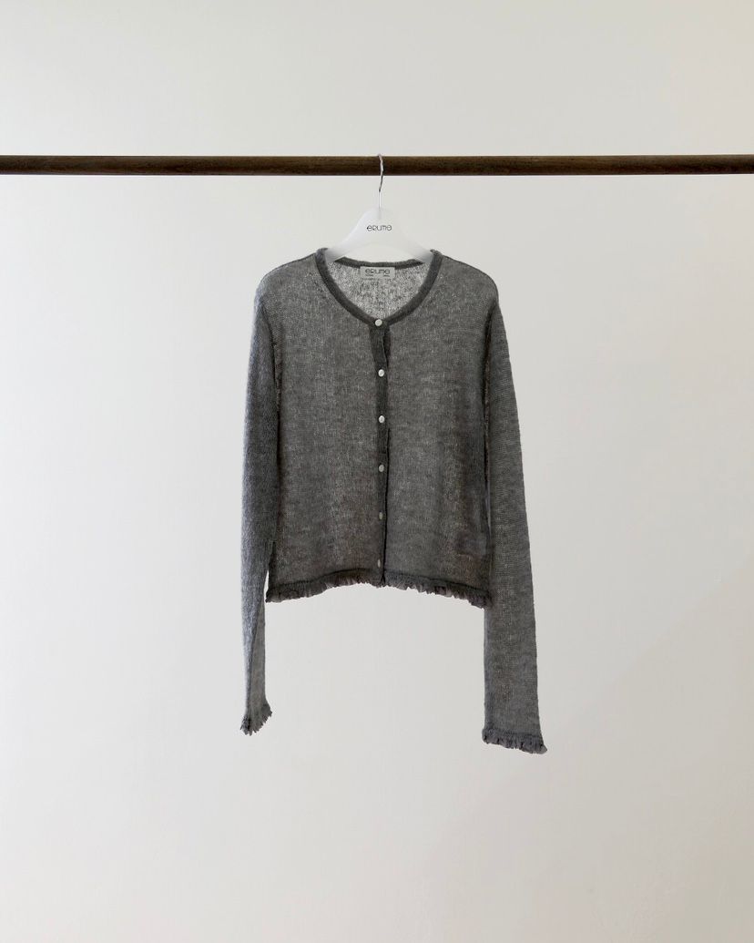 ERUME韩国东大门代购2025秋季 新款休闲百搭系扣圆领针织开衫女 - 图1