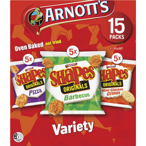 Arnott's Shapes Multipack Crackers Variety 15 Pack 饼干 375g - 图0