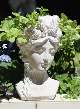 泥器欧式海洋女神水泥花盆摆件