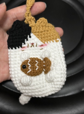 钩织成品耳机包 墩墩鸡耳机包猫咪耳机包钩织包挂