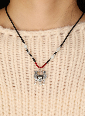 足银999平安富贵锁女项链吊坠