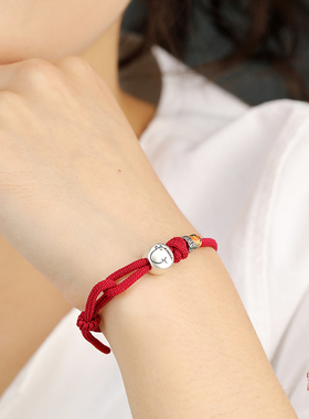 足银十二生肖马红绳手链五彩绳