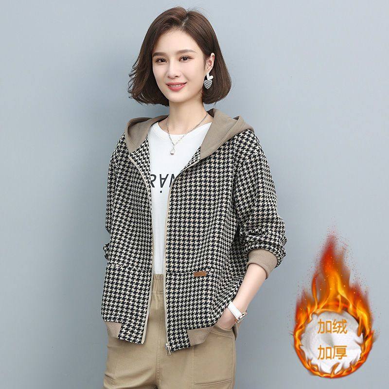 加绒加厚连帽夹克秋冬季外套女2022新款韩版宽松矮个子百搭上衣女,淘宝优惠券,粉丝福利购,淘宝优惠卷