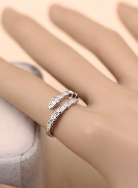 925纯银女满钻微镶轻奢戒指蛇形