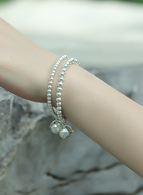 s925银手链脚链女亲子宫铃婴儿