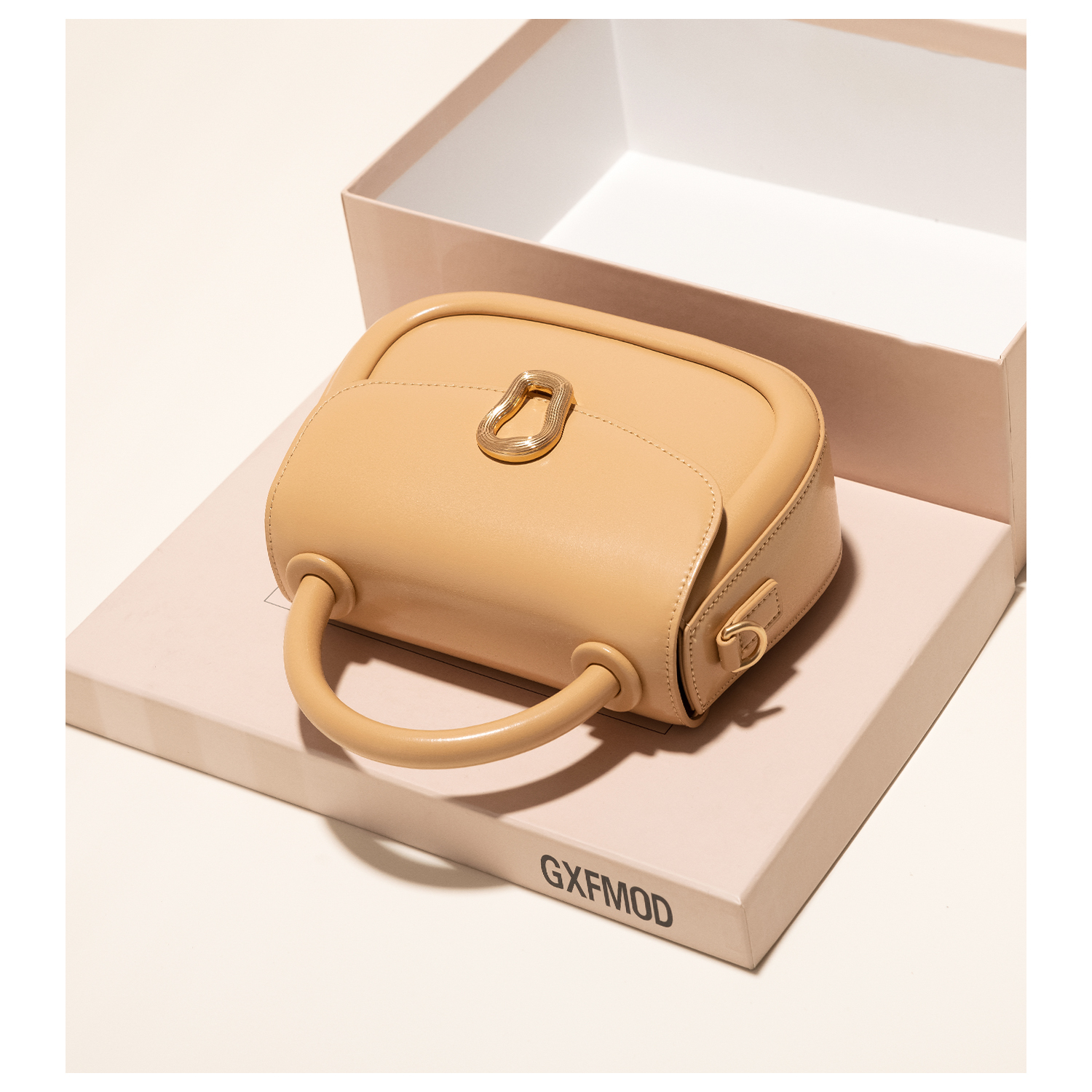 GXFMOD小众设计时尚牛皮手提包包女法式小方包2025新款单肩斜挎包 - 图0