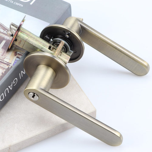 黑色单舌门锁卫生间卧室木门静音球形门锁室内三杆式执手锁通用型 - 图1