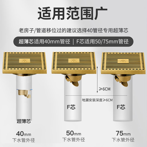 顾家老铜匠全铜地漏防臭神器卫生间洗衣机二合一三通下水道地漏 - 图3