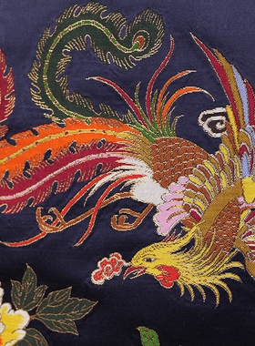南京云锦凤栖牡丹蓝色中国风挂画装饰画工艺品礼品送老师