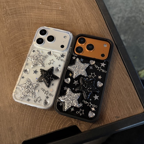 ins甜酷金属星星适用苹果17promax手机壳iPhone16 15pro滴胶iPhone Air软壳14  13全包12pro保护套11防摔少女 - 图2