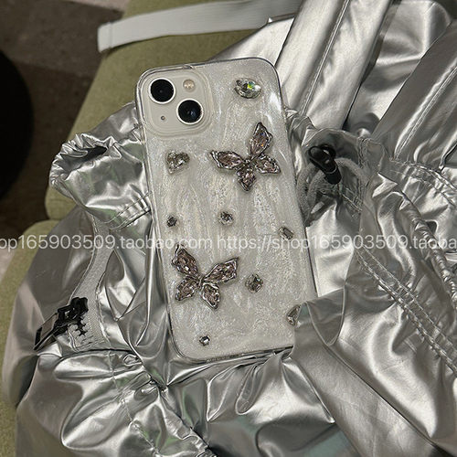 ins日韩珠光水钻蝴蝶适用三星S24 S23手机壳S22 S21fe s20+新款软壳note20 10ultra透明A71滴胶A53保护套少女 - 图2