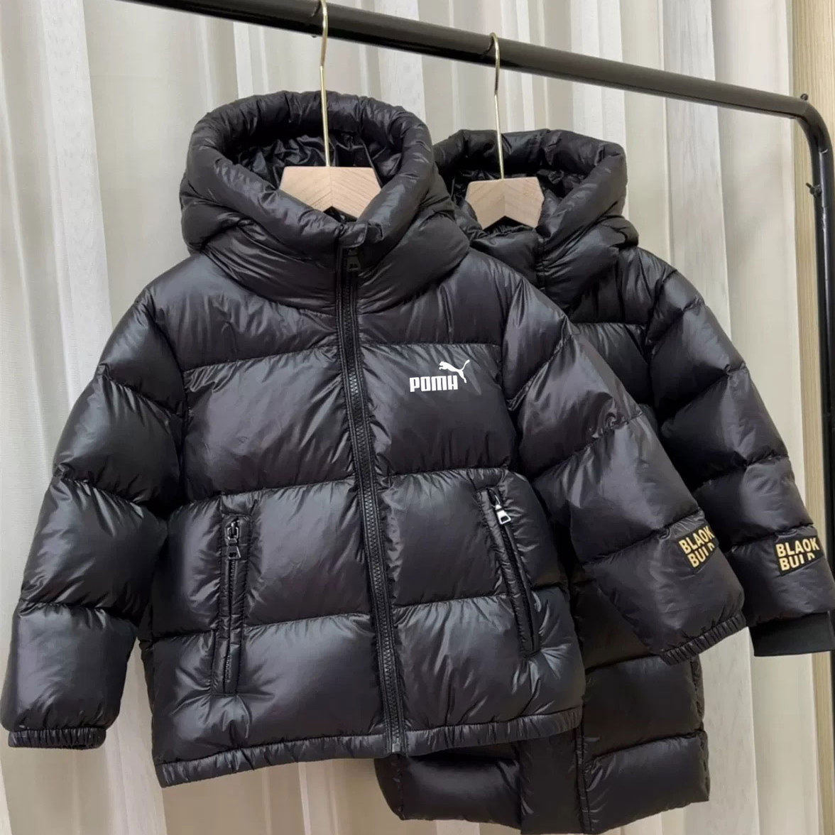 奥莱童装羽绒服黑金抗寒服短款加厚外套男童女童中大童中长款冬装