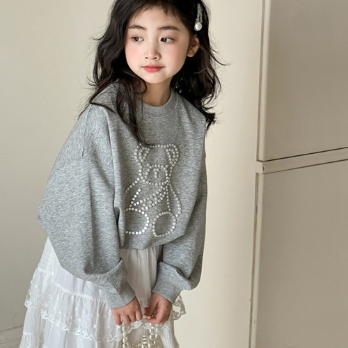 女童卫衣2026春装新款韩版儿童休闲衣服春秋款短款女大童圆领上衣 - 图1
