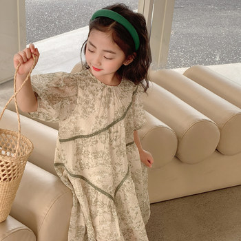 ເດັກຍິງ Dress 2024 Summer Korean ເຄື່ອງນຸ່ງຫົ່ມເດັກນ້ອຍ Summer Style ສັ້ນ Princess Dress Chiffon yarn Dress