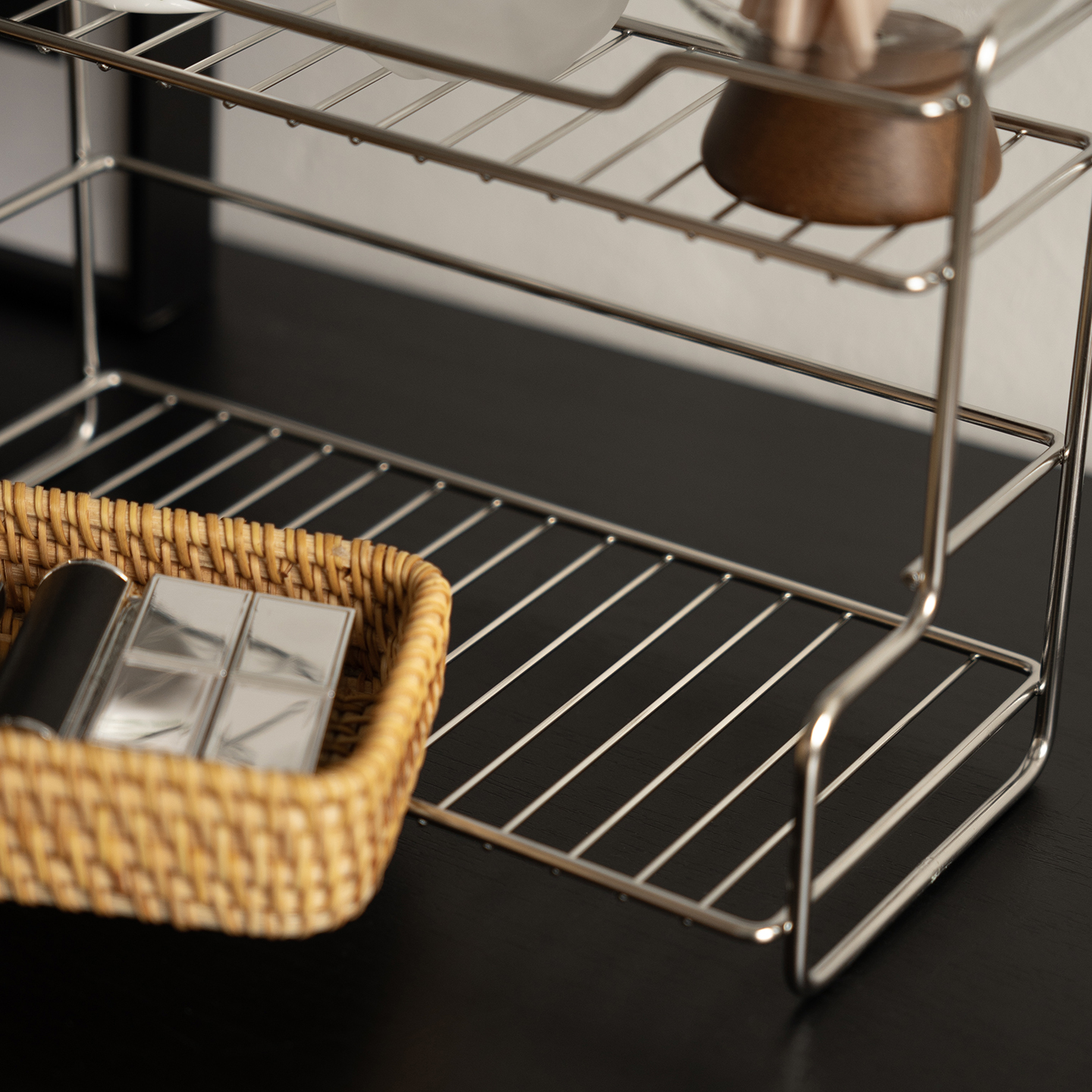 shy pear羞梨 收纳架 不锈钢桌面化妆品收纳梳妆台玄关杂物置物架 - 图2