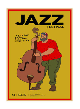 欧美音乐风插画拍培训班装饰海报