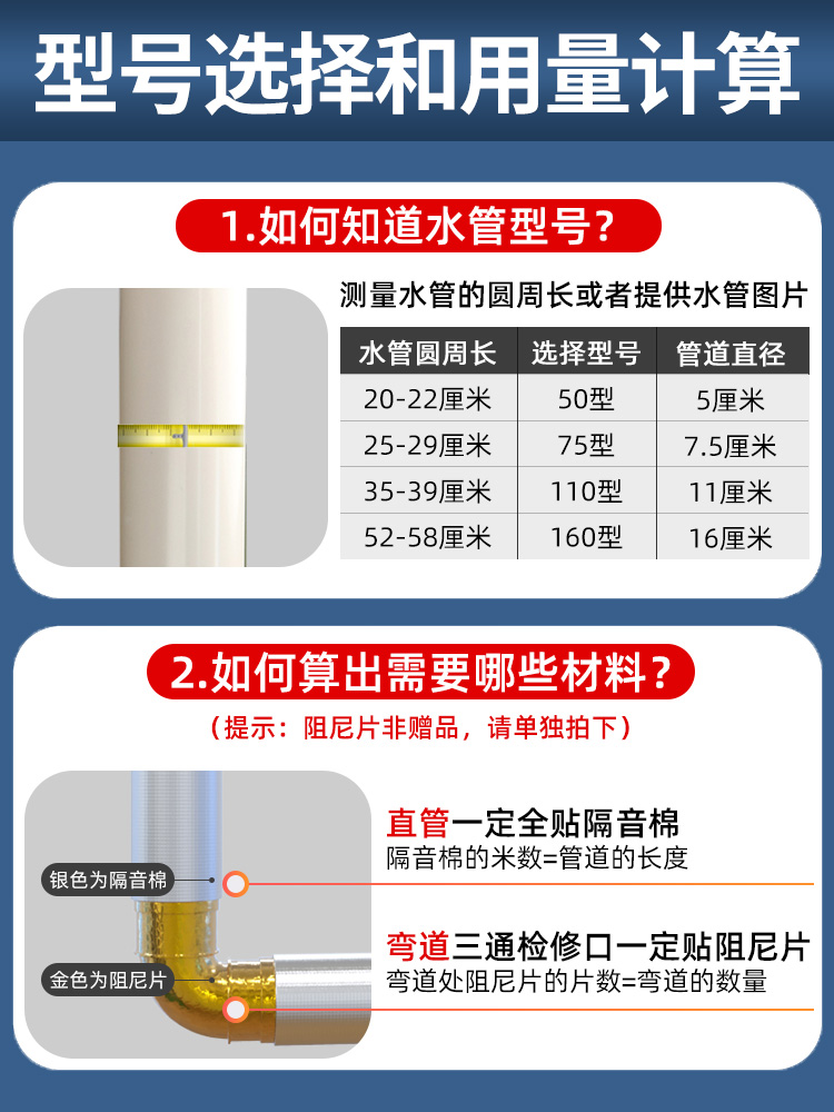 隔音棉包下水管道卫生间自粘家用阻尼片排水管静音王吸音消音材料 - 图3