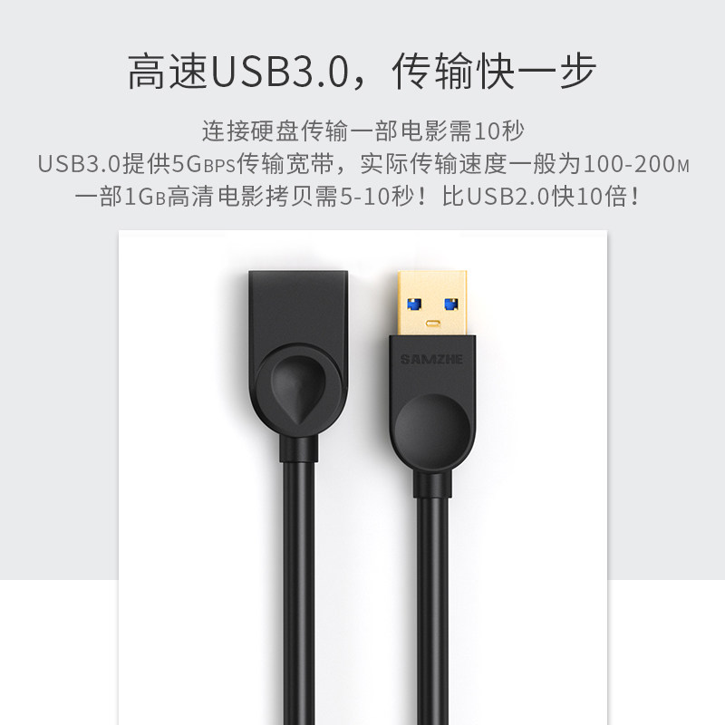 山泽 USB2.0高速传输数据延长线AM/AF usb3.0数据连接线公对母 - 图1