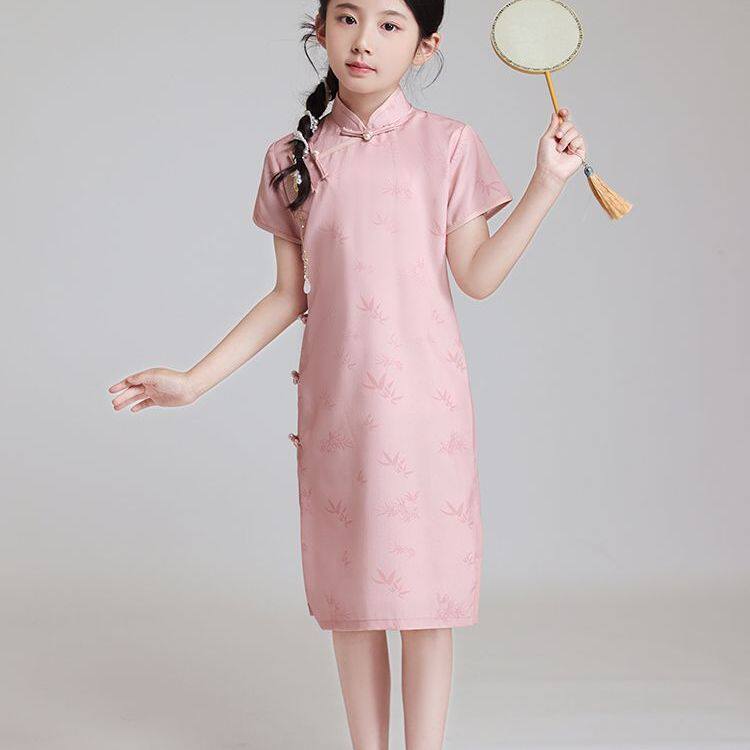 粉色女童旗袍中国风连衣裙2025新款儿童小女孩古风汉服新中式夏季,淘宝优惠券,粉丝福利购,淘宝优惠卷