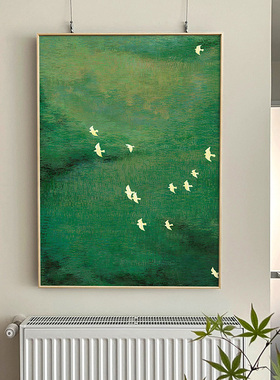 2025新款法式覆古中古风绿色落地画画客厅装饰画画高级感挂画画卧