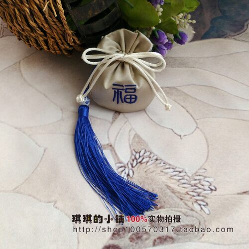 福字绣花流苏小锦袋中式随身荷包锦囊汉服香包首饰胎发福袋包邮 - 图1