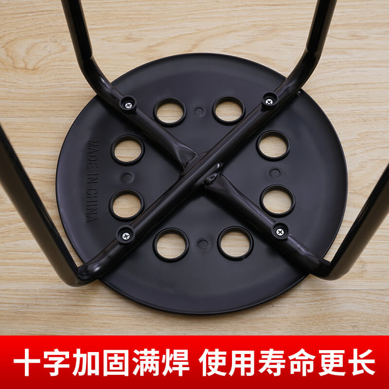 圆凳子黑色塑料八孔凳加厚餐桌凳成人时尚高圆凳简约方凳塑料圆凳 - 图1