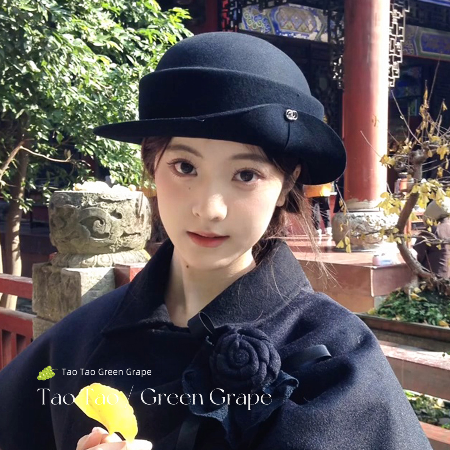 留洋千金法式赫本风黑色羊毛圆顶礼帽女秋冬显脸小渔夫帽卷边帽子