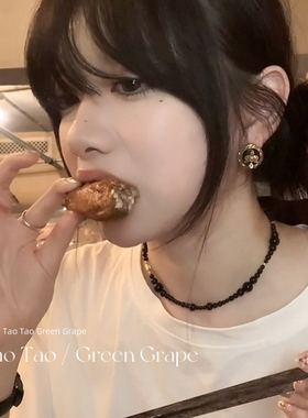 黑色串珠颈链2024新款爆款配T恤