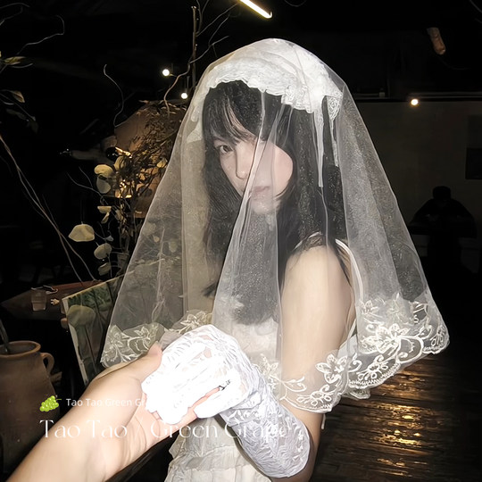 Французская Лолита Лолита белая кружевная вуаль женская невеста элегантный элитный головной убор на Хэллоуин