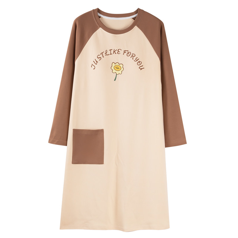 慕诗梦新款睡衣女春秋季带胸垫睡裙纯棉长袖圆领薄款大码连衣裙,淘宝优惠券,粉丝福利购,淘宝优惠卷