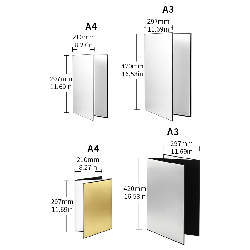 selens摄影卡纸反光板补光板可折叠黑色银色白色拍照打光板双面背景板吸光板小型迷你美食静物拍摄道具柔光板 - 图3