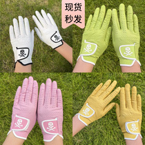 South Korea Original Single Skulls Skull Head Golf Gloves Little Sheepskin Pair ladies comfortable with anti-slip and breathable