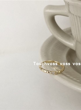 韩国手工镶钻锆石叠戴纹理戒指